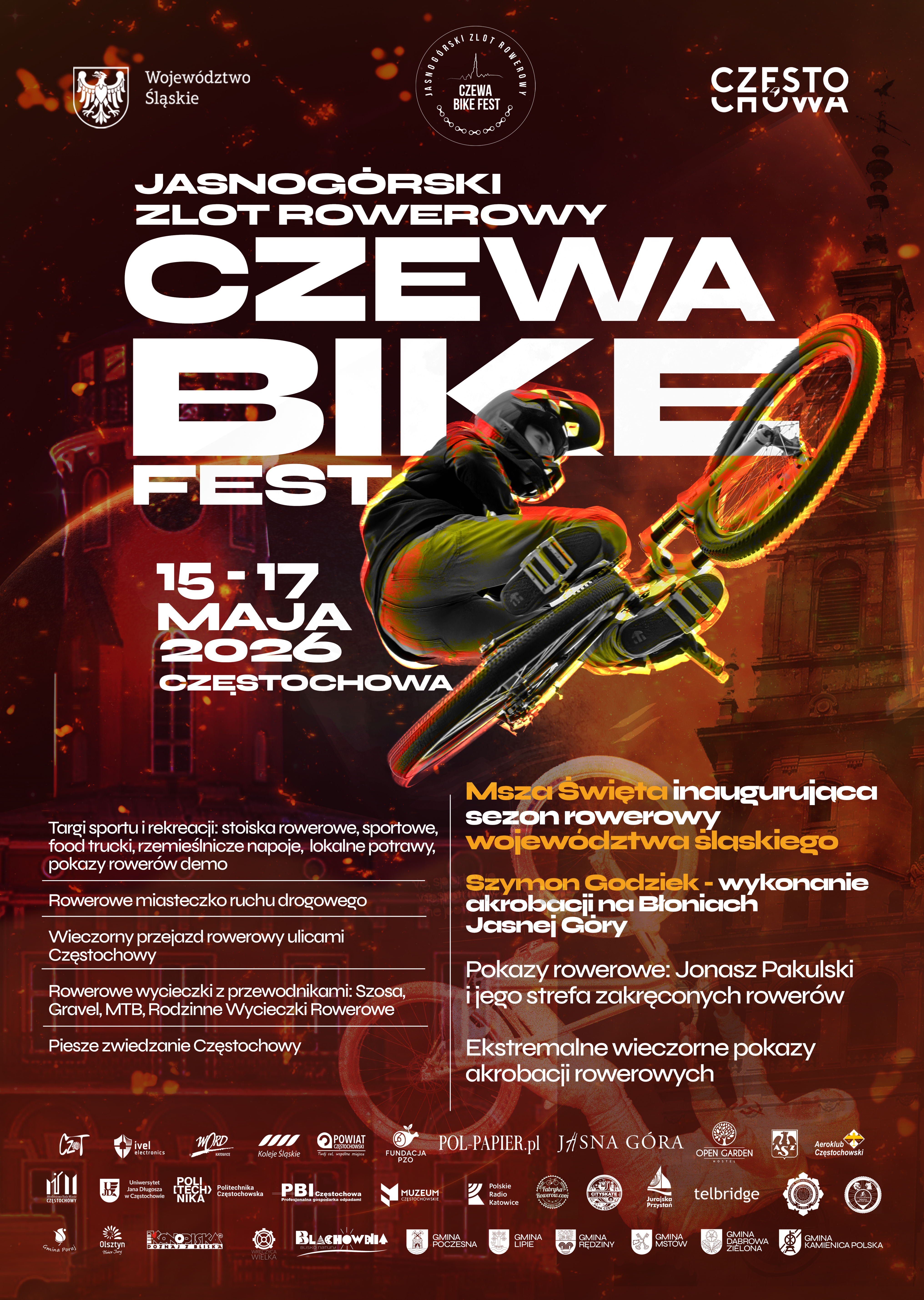Plakat zapraszający na Czewa Bike Fest do Częstochowy