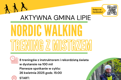Plakat informujący o zajęciach nordic walking