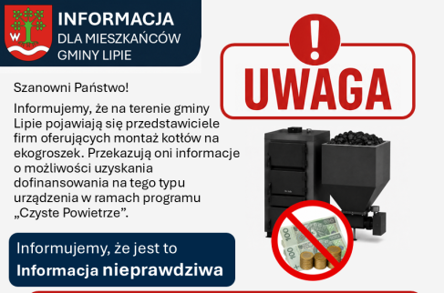 Informacja dla mieszkańców Gminy Lipie